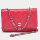 Chanel Rose Pink Quilted Leather Classic WOC Clutch Bag