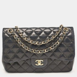 Chanel Black Quilted Leather Jumbo Classic Double Flap Bag