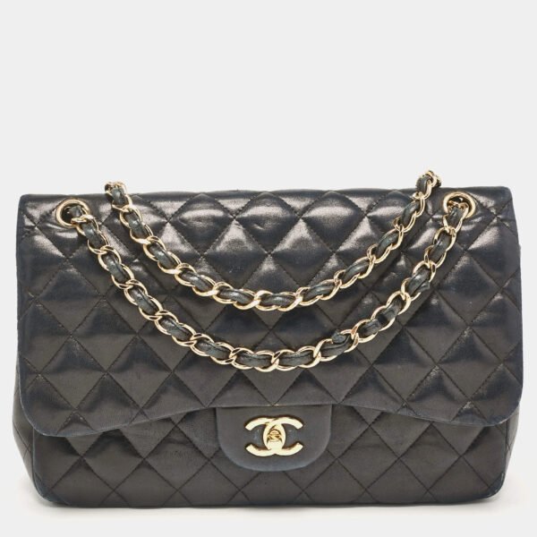 Chanel Black Quilted Leather Jumbo Classic Double Flap Bag