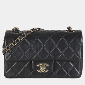 Chanel Black Quilted Lambskin Mini Rectangular Flap Bag