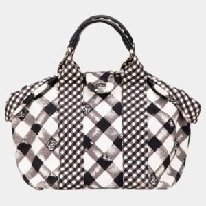 Chanel Black White Canvas Gingham Bag