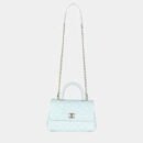 Chanel 21K Blue Quilted Caviar Mini Coco Handle Flap Bag