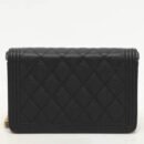 Chanel Black Quilted Caviar Leather Boy Wallet On Chain