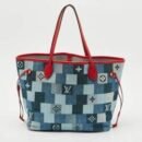 Louis Vuitton Blue/Red Denim Patchwork Neverfull MM Bag