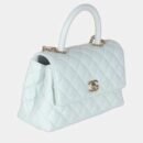 Chanel 21K Blue Quilted Caviar Mini Coco Handle Flap Bag