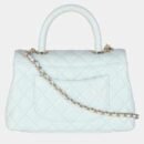 Chanel 21K Blue Quilted Caviar Mini Coco Handle Flap Bag