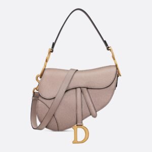 Grained Calfskin Saddle Bag - Warm Taupe