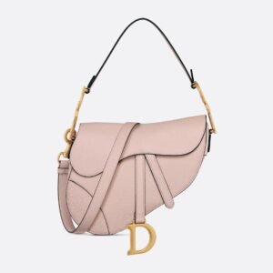 Grained Calfskin Saddle Bag - Powder Pink