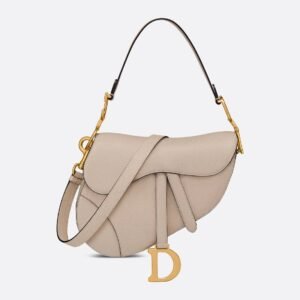 Grained Calfskin Saddle Bag - Powder Beige