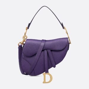 Grained Calfskin Saddle Bag - Deep Purple