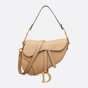 Grained Calfskin Saddle Bag - Biscuit