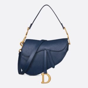 Grained Calfskin Saddle Bag - Ocean Blue