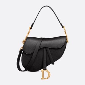 Grained Calfskin Saddle Bag - Black